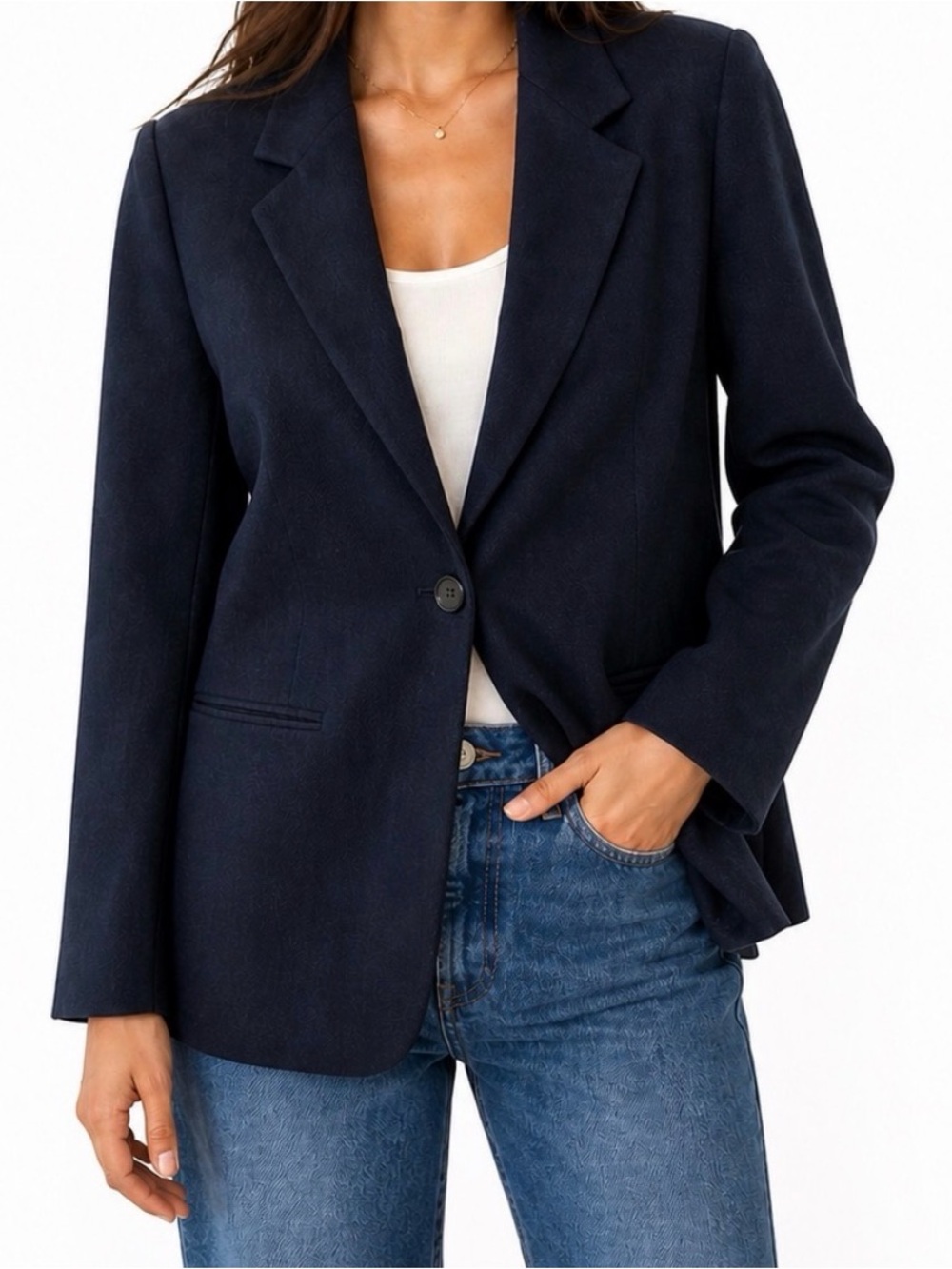 Classic Vintage Black Single-Button Blazer Jacket - Women's
